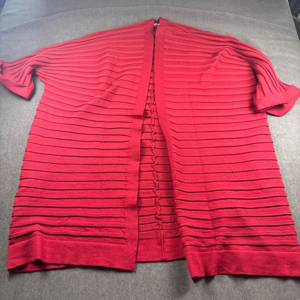 HOTTOUCH Women's Red Ribbed Knit Open Front Long Sleeve‎ Cardigan Sweater XL